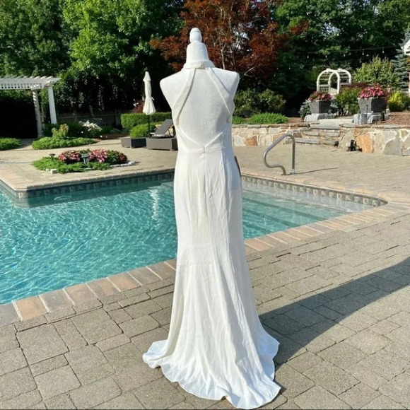 NWT Anthropologie BHLDN Montreal Crepe Maxi Dress Ivory Wedding Halter - Picture 5 of 8